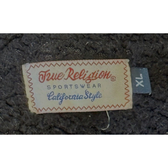 Vintage TRUE RELIGION Mens Varsity Jacket Hood Warm Fleece Lining XL - Picture 4 of 8